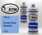 Preview: Volvo, Power Blue Metallic, 713: 400ml Sprühdose + 400ml Klarlack - Set, von ATW Autoteile West.